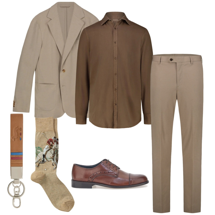 Outfit uomo - Total look #2351933. Stile Business/Elegante per Serata speciale. Abbinamento con portachiavi, calzini, scarpe stringate, giacche, pantaloni, camicie.