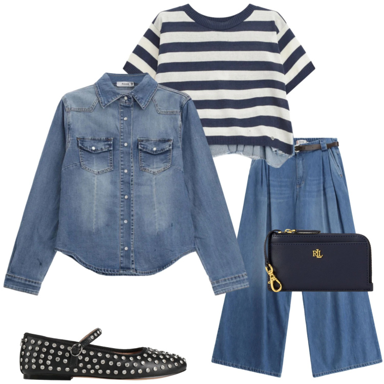 Outfit donna - Bantoa SS 26. Stile Casual chic per Tutti i giorni. Abbinamento con ballerine, t-shirt, jeans, camicie, portafogli.