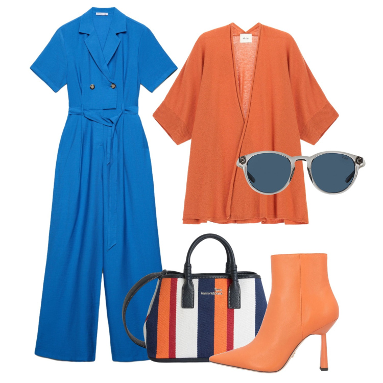 Outfit donna - Leggerezza colorata. Stile Casual chic per Tutti i giorni. Abbinamento con stivaletti, shopping bag, tute, cardigans, occhiali da sole.