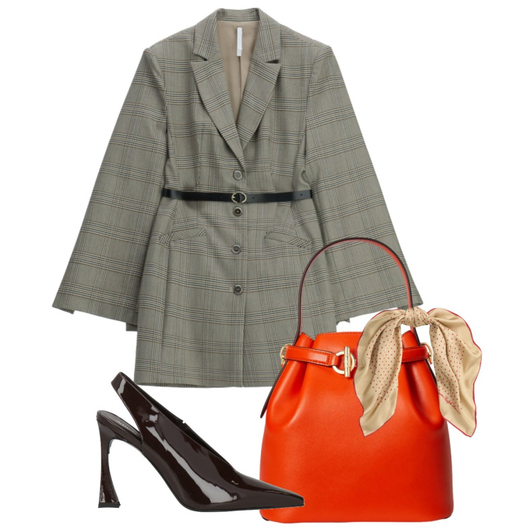 Outfit donna - Prince of Wales. Stile Chic per Tutti i giorni. Abbinamento con décolleté, vestiti corti, borse a secchiello, foulard.