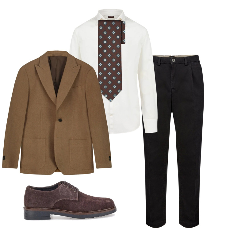 Outfit uomo - Un po\' di eleganza. Stile Business/Elegante per Serata speciale. Abbinamento con camicie, pantaloni, cravatte, giacche, scarpe stringate.
