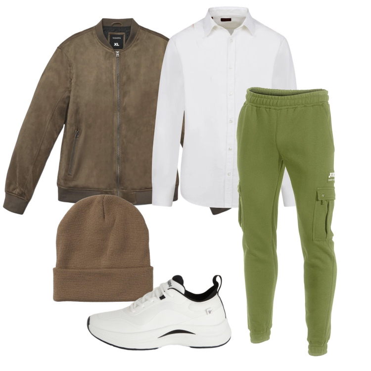 Outfit uomo - Marzo. Stile Urban per Tutti i giorni. Abbinamento con giacche, berretti, sneakers, camicie, pantaloni.