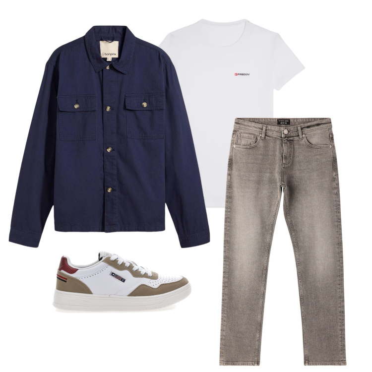 Outfit uomo - Marzo. Stile Casual per Tutti i giorni. Abbinamento con giacche, jeans, t-shirt, sneakers.