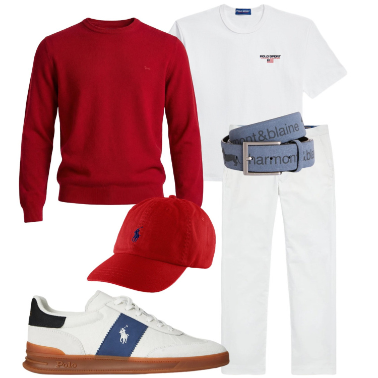 Outfit uomo - Total look #2352466. Stile Trendy per Tutti i giorni. Abbinamento con cinture, pullovers, cappelli, pantaloni, sneakers, t-shirt.