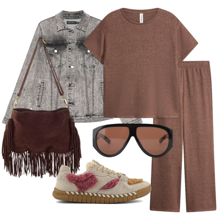 Outfit donna - Marzo. Stile Urban per Tutti i giorni. Abbinamento con tute, borse a tracolla, occhiali da sole, blazer, sneakers.