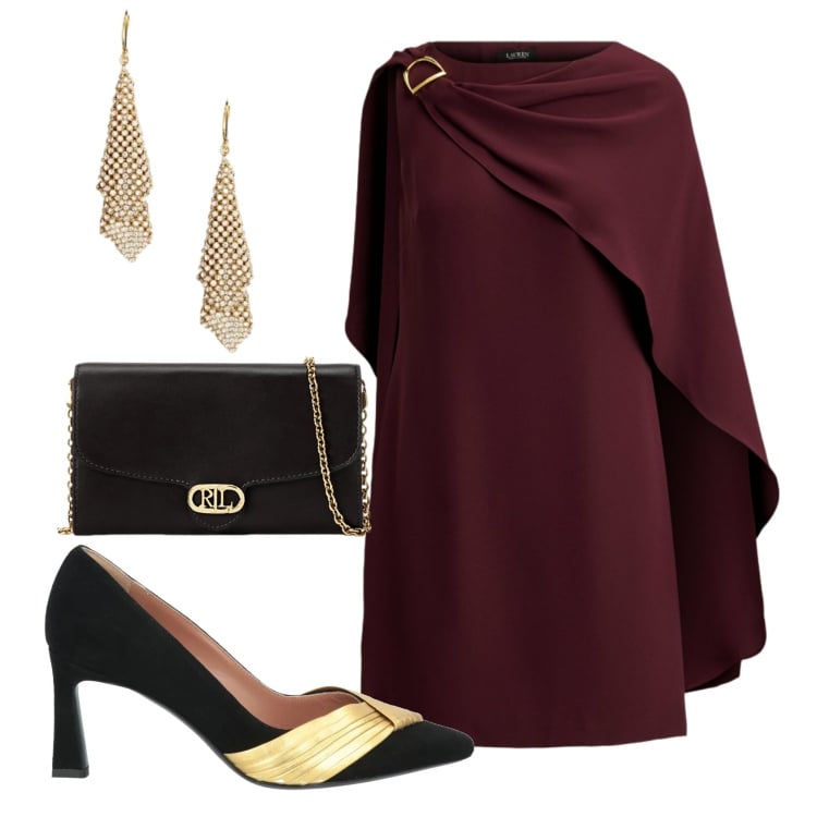 Outfit donna - Total look #2352670. Stile Chic per Cerimonia. Abbinamento con décolleté, vestiti, borse a tracolla, orecchini.