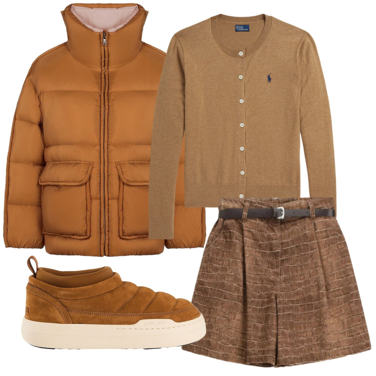 Outfit donna - Total look #2352709. Stile Basic per Ufficio. Abbinamento con stivali da neve, bermuda, piumini, cardigans.