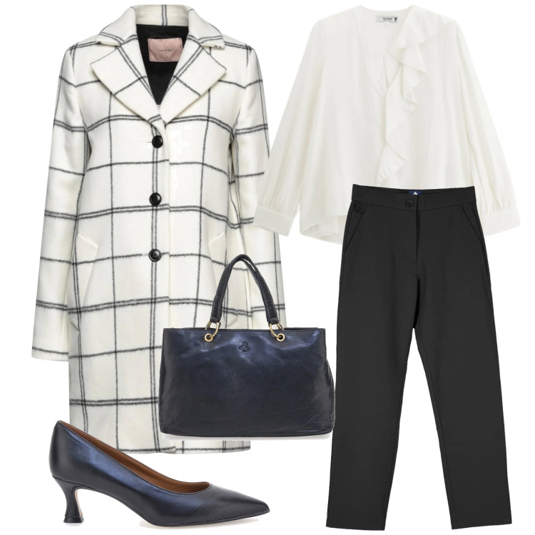 Outfit donna - Total look #2352777. Stile Bon Ton per Ufficio. Abbinamento con cappotti, bluse, pantaloni chino, borse a mano, décolleté.