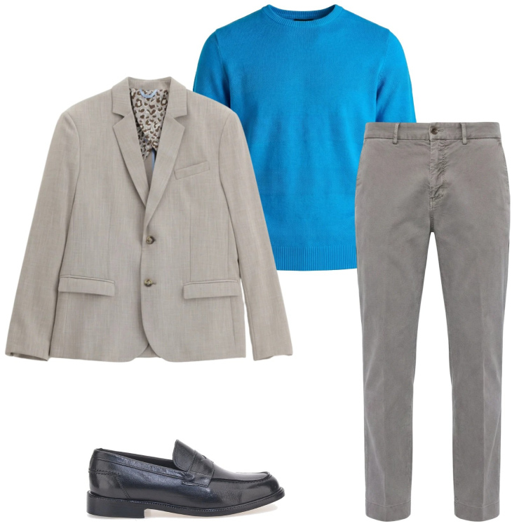 Outfit uomo - Total look #2352797. Stile Trendy per Ufficio. Abbinamento con pantaloni chino, maglieria, giacche, scarpe stringate.