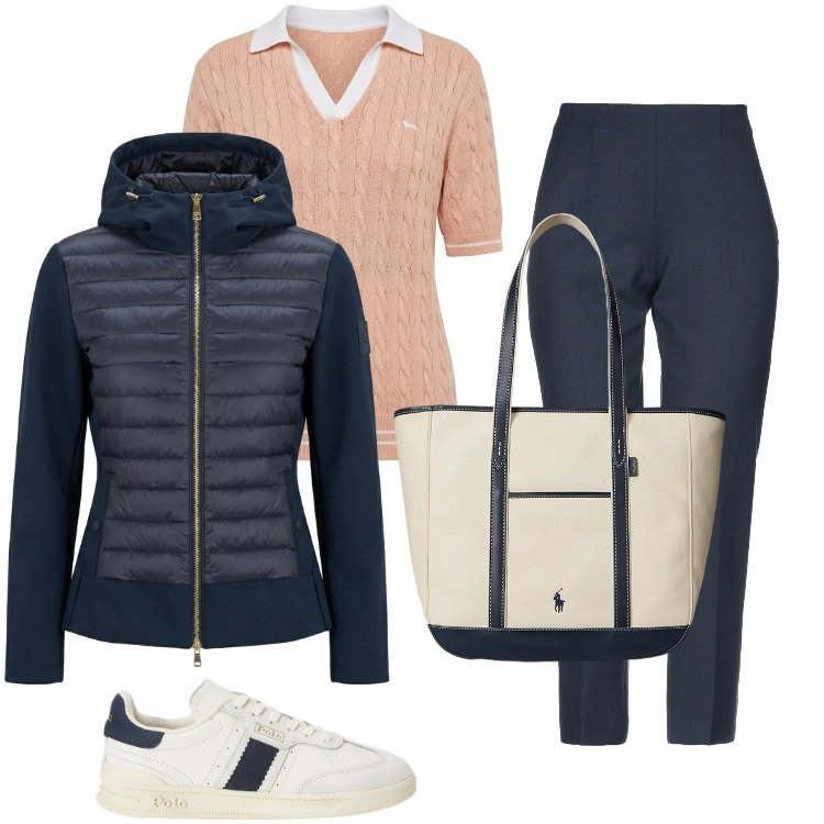 Outfit donna - Total look #2352809. Stile Casual per Tutti i giorni. Abbinamento con pantaloni capri, polo, giacche, sneakers, borse tote.