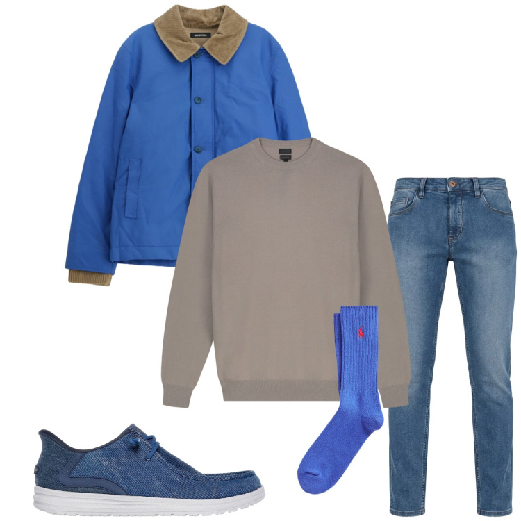 Outfit uomo - Total look #2352835. Stile Trendy per Tutti i giorni. Abbinamento con jeans, cappotti, calzini, sneakers, maglieria.