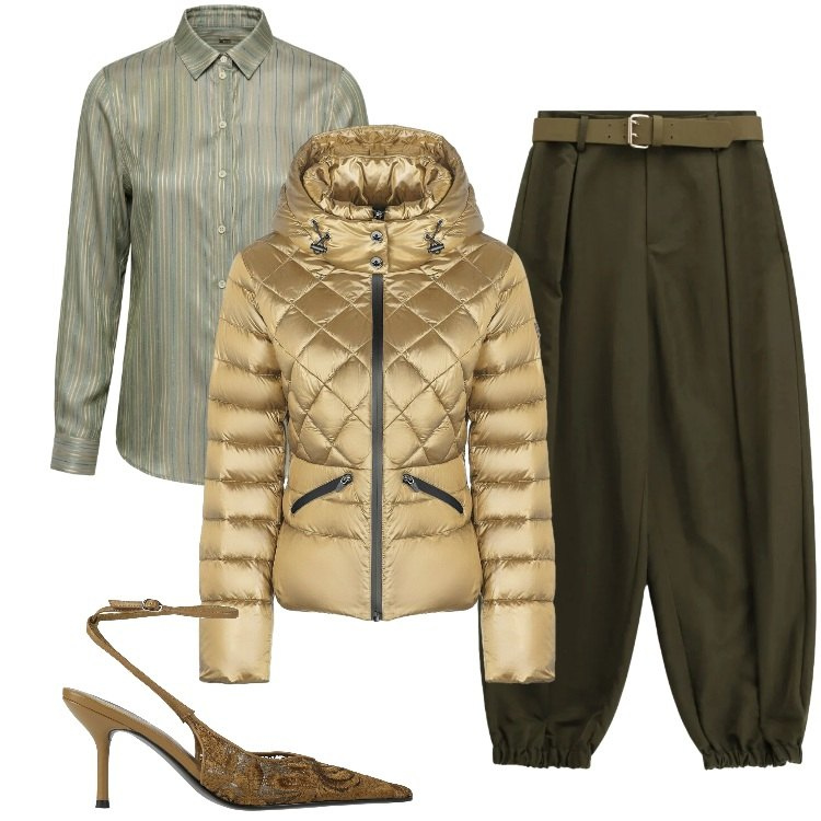 Outfit donna - Total look #2352847. Stile Boho per Serata fuori. Abbinamento con décolleté, camicie, pantaloni, piumini.