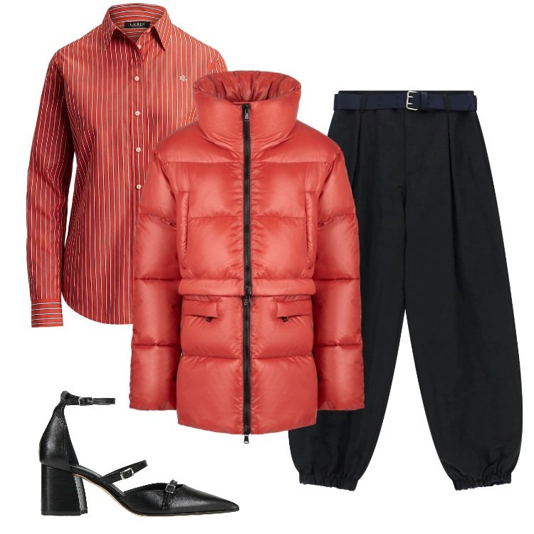 Outfit donna - Total look #2352851. Stile Sporty chic per Serata fuori. Abbinamento con décolleté, pantaloni, piumini, camicie.