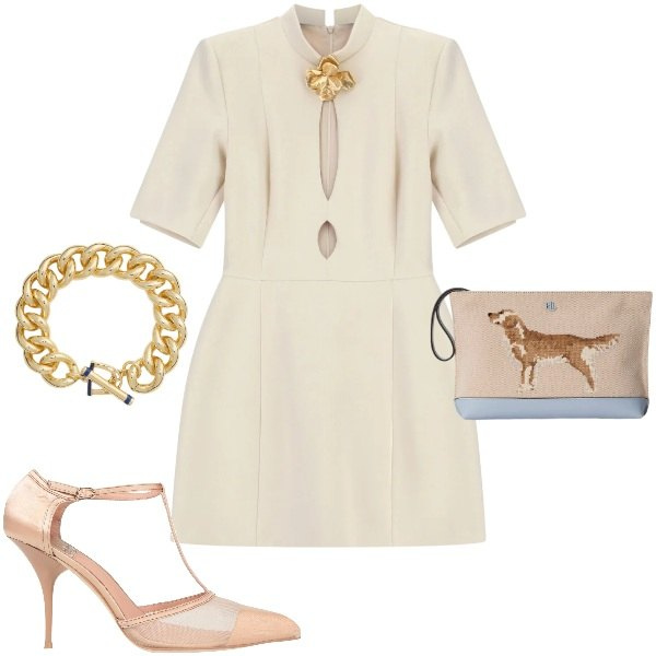 Outfit donna - Abitino vintage. Stile Vintage retrò per Cerimonia. Abbinamento con décolleté, vestiti corti, braccialetti, pochette.