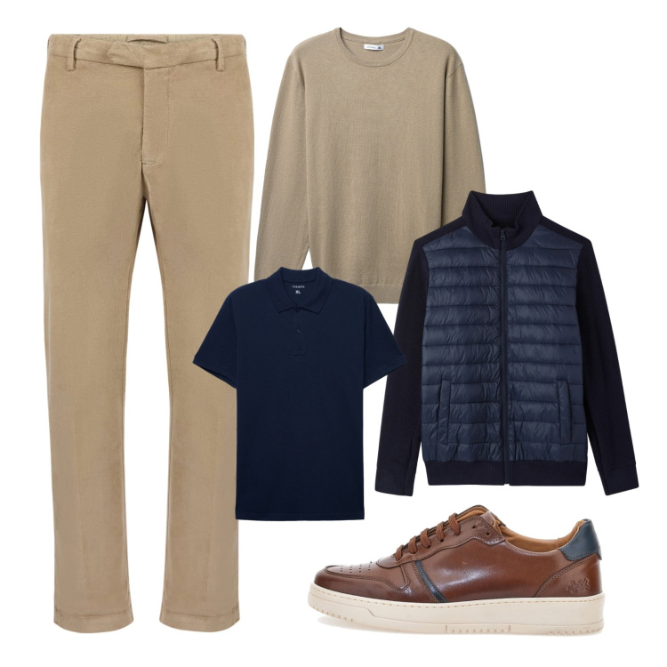 Outfit uomo - Aperitivo primaverile. Stile Casual per Tutti i giorni. Abbinamento con maglieria, giacche, polo, pantaloni, sneakers.