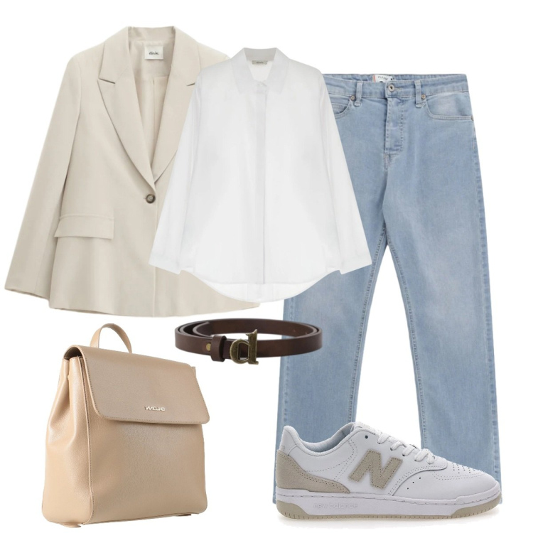 Outfit donna - Total look #2352861. Stile Basic per Tutti i giorni. Abbinamento con zaini, blazer, camicie, cinture, jeans, sneakers.