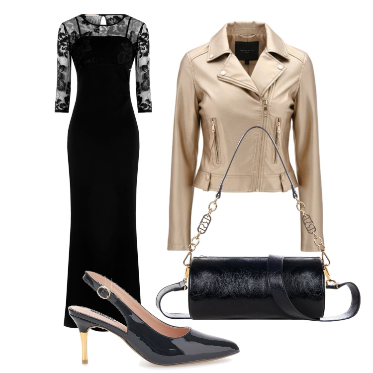 Outfit donna - Cerimonia serale. Stile Casual chic per Cerimonia. Abbinamento con giacche, borse a mano, vestiti lunghi, décolleté.