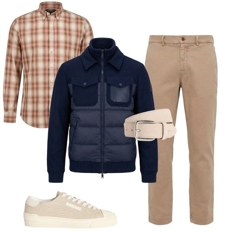 Outfit uomo - Total look #2352877. Stile Casual per Tutti i giorni. Abbinamento con pantaloni chino, sneakers, cinture, bomber, camicie.