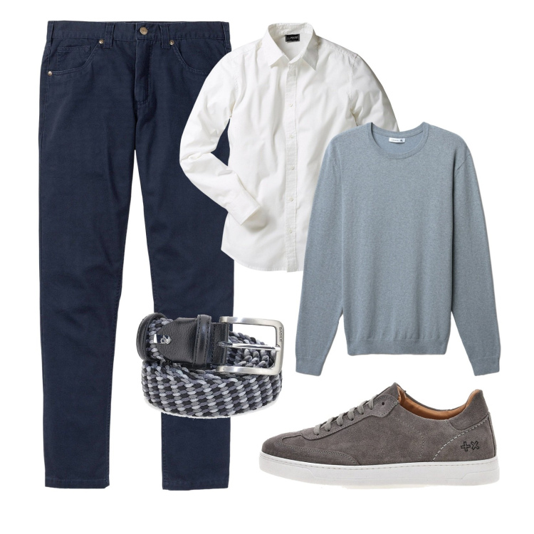 Outfit uomo - Outfit casual. Stile Casual per Serata speciale. Abbinamento con camicie, pantaloni, maglieria, cinture, sneakers.