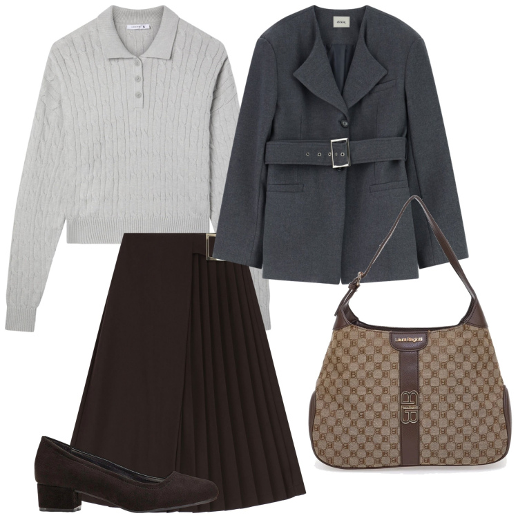 Outfit donna - Total look #2352917. Stile Bon Ton per Tutti i giorni. Abbinamento con décolleté, t-shirt, gonne longuette, cappotti, borse a spalla.