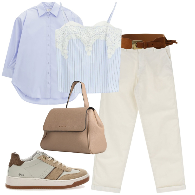 Outfit donna - City. Stile Casual chic per Tutti i giorni. Abbinamento con zaini, jeans, cinture, camicie, top, sneakers.