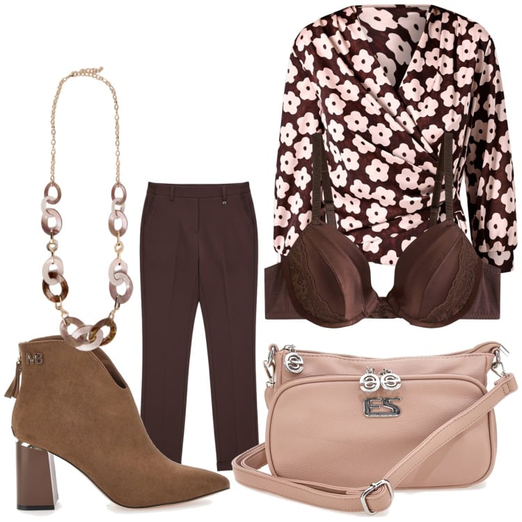 Outfit donna - Total look #2352979. Stile Romantica per Serata fuori. Abbinamento con reggiseni, collane, bluse, pantaloni, stivaletti, borse a tracolla.