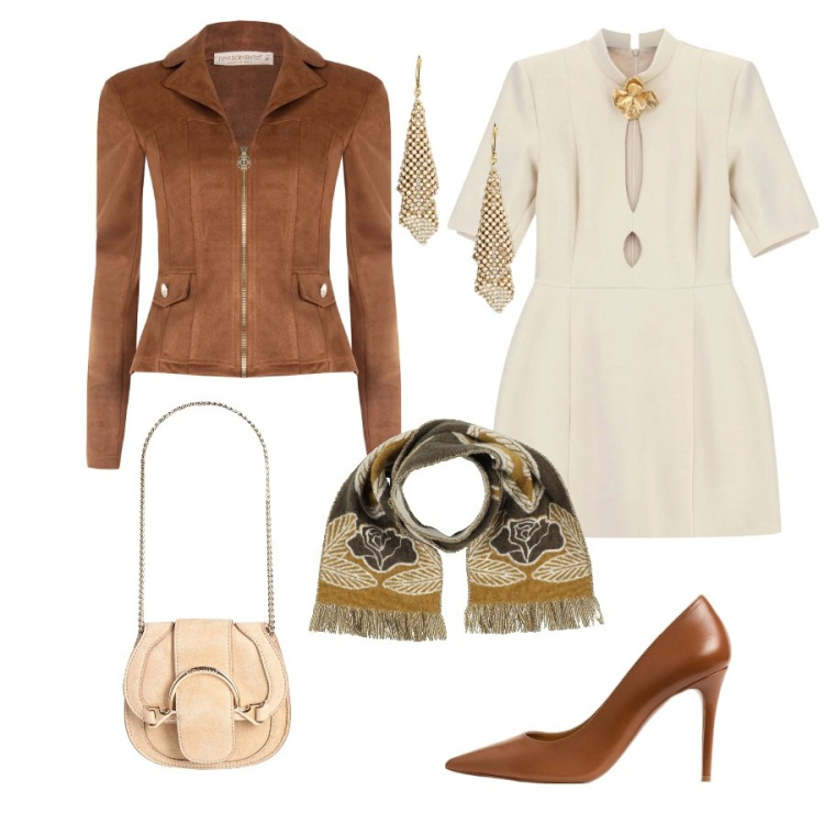 Outfit donna - Total look #2353086. Abbinamento con marsupi, sciarpe, vestiti corti, giacche, orecchini, décolleté.