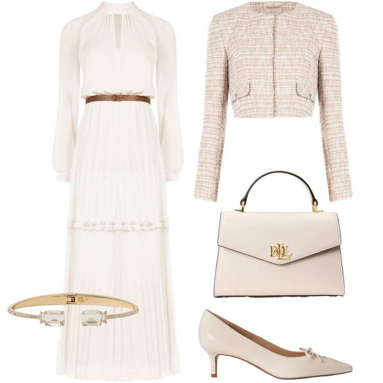 Outfit donna - Total look #2353104. Stile Romantica per Cerimonia. Abbinamento con vestiti lunghi, blazer, borse a mano, braccialetti, décolleté.