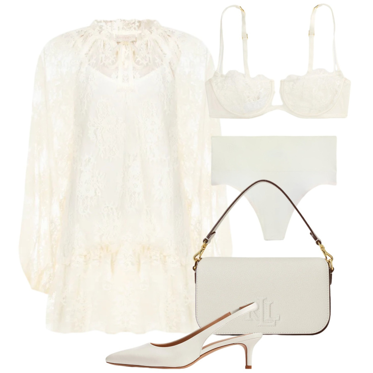 Outfit donna - La stagione più delicata. Stile Romantica per Cerimonia. Abbinamento con vestiti corti, borse a spalla, décolleté, reggiseni a balconcino, perizomi.