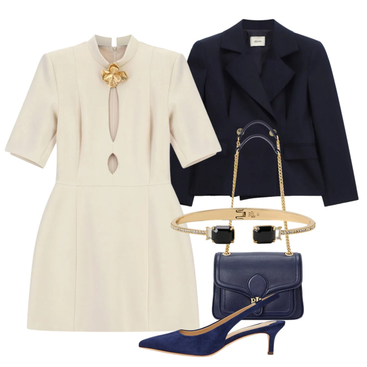Outfit donna - Cerimonia. Stile Chic per Cerimonia. Abbinamento con vestiti corti, blazer, décolleté, borse a spalla, braccialetti.