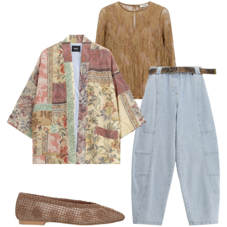 Outfit donna - Light Blue denim. Stile Casual chic per Tutti i giorni. Abbinamento con ballerine, blazer, top, jeans.