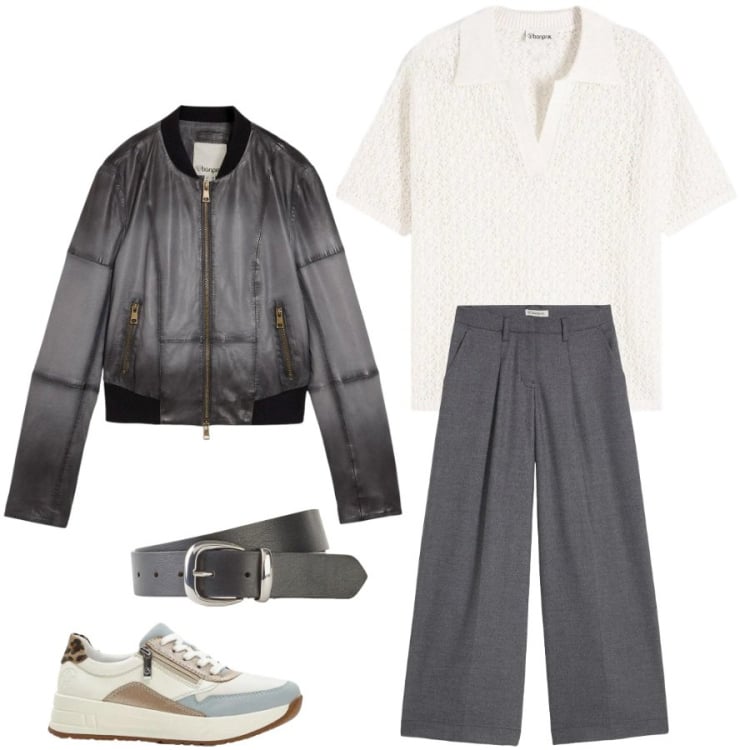 Outfit donna - Total look #2353224. Stile Casual per Tutti i giorni. Abbinamento con pantaloni, cinture, sneakers, polo, blazer.