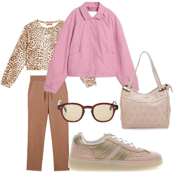Outfit donna - pastello, che gioia. Stile Casual per Tutti i giorni. Abbinamento con bomber, occhiali da sole, felpe, pantaloni, shopping bag, sneakers.