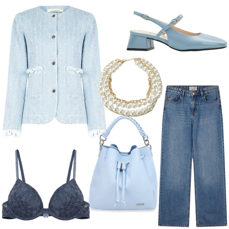 Outfit donna - Spring coat. Stile Chic per Tutti i giorni. Abbinamento con décolleté, jeans, reggiseni push-up, collane, blazer, borse a secchiello.