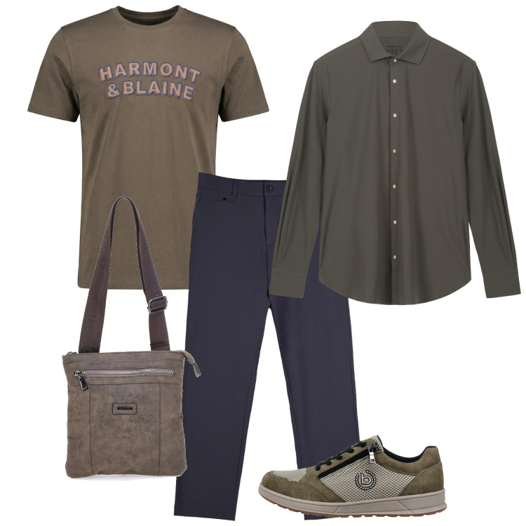 Outfit uomo - Daily. Stile Casual per Tutti i giorni. Abbinamento con t-shirt, pantaloni chino, portafogli, camicie, sneakers.