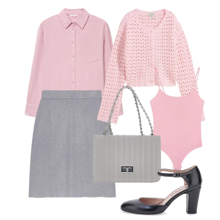 Outfit donna - Il potere dei colori pastello - Focus Do. Stile Bon Ton per Ufficio. Abbinamento con cardigans, camicie, body, gonne, décolleté, borse a tracolla.