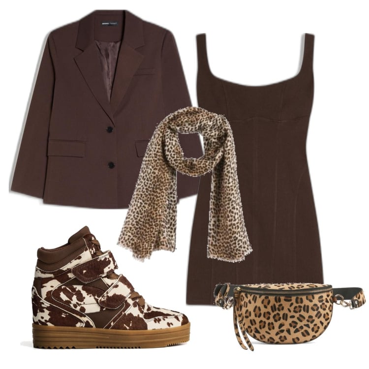 Outfit mujer - Trendy #1191. Estilo Trendy para Todos los días. Combinación con vestidos, sneakers, bufandas, riñoneras, blazers.