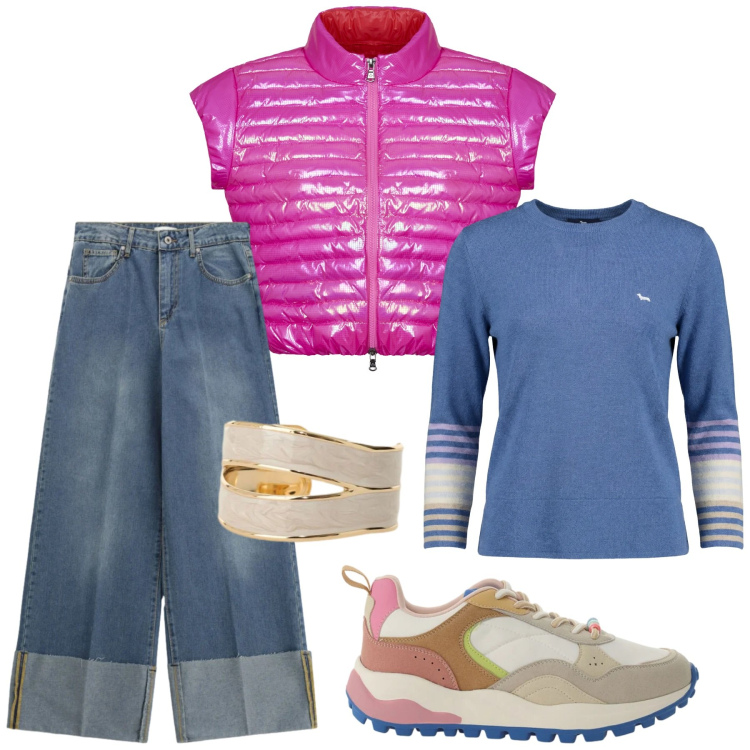 Outfit donna - Total look #2353323. Stile Casual chic per Tutti i giorni. Abbinamento con pullovers, jeans, anelli, sneakers, blazer.