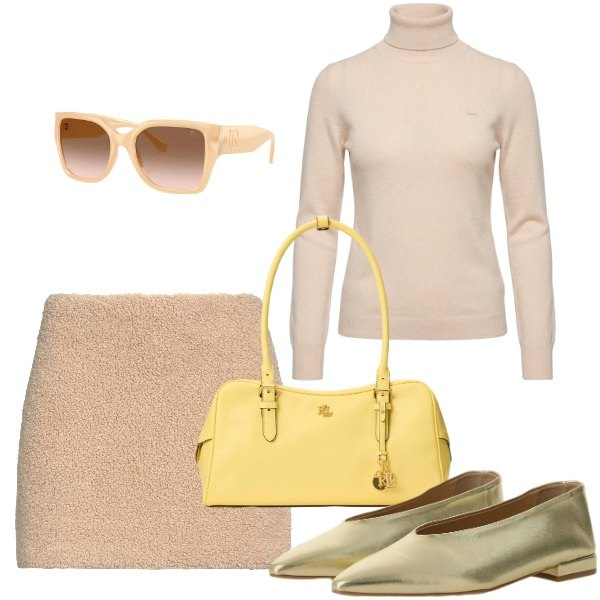 Outfit donna - Ballerine must have di primavera. Stile Urban per Tutti i giorni. Abbinamento con minigonne, maglieria, ballerine, occhiali da sole, borse a mano.