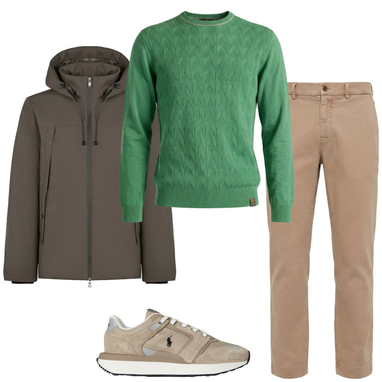 Outfit uomo - Sprig is coming. Stile Trendy per Tutti i giorni. Abbinamento con pantaloni chino, maglieria, giacche, sneakers.