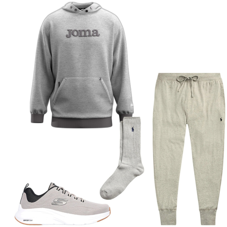 Outfit uomo - Total look #2353391. Stile Urban per Sport. Abbinamento con pantaloni, calzini, sneakers, felpe con cappuccio.