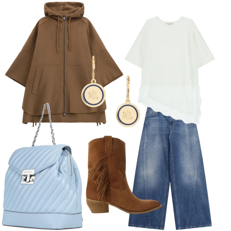 Outfit donna - Stivali urban. Stile Minimal per Tutti i giorni. Abbinamento con zaini, cappotti, stivali, jeans, top, orecchini.