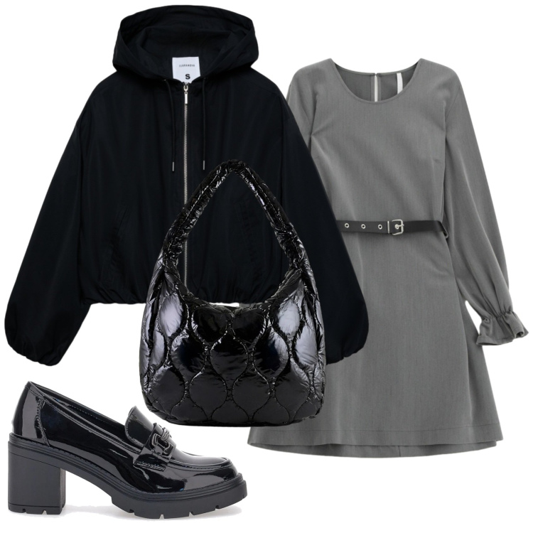 Outfit donna - Total look #2353454. Stile Basic per Ufficio. Abbinamento con bomber, vestiti corti, borse tote, mocassini.