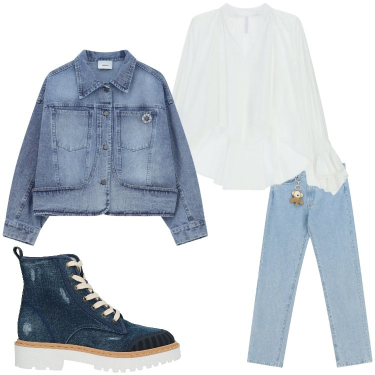 Outfit donna - Forever jeans. Stile Casual per Tutti i giorni. Abbinamento con stivaletti, camicie, blazer, jeans dritti.