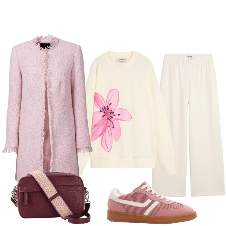 Outfit donna - Tendenze per la Primavera Bonprix. Stile Casual chic per Tutti i giorni. Abbinamento con blazer, pantaloni, sneakers, felpe, borse a tracolla.