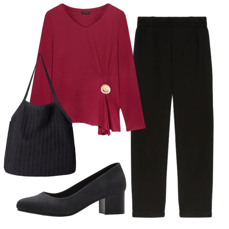 Outfit donna - Total look #2353596. Stile Basic per Ufficio. Abbinamento con décolleté, shopping bag, pantaloni, t-shirt.