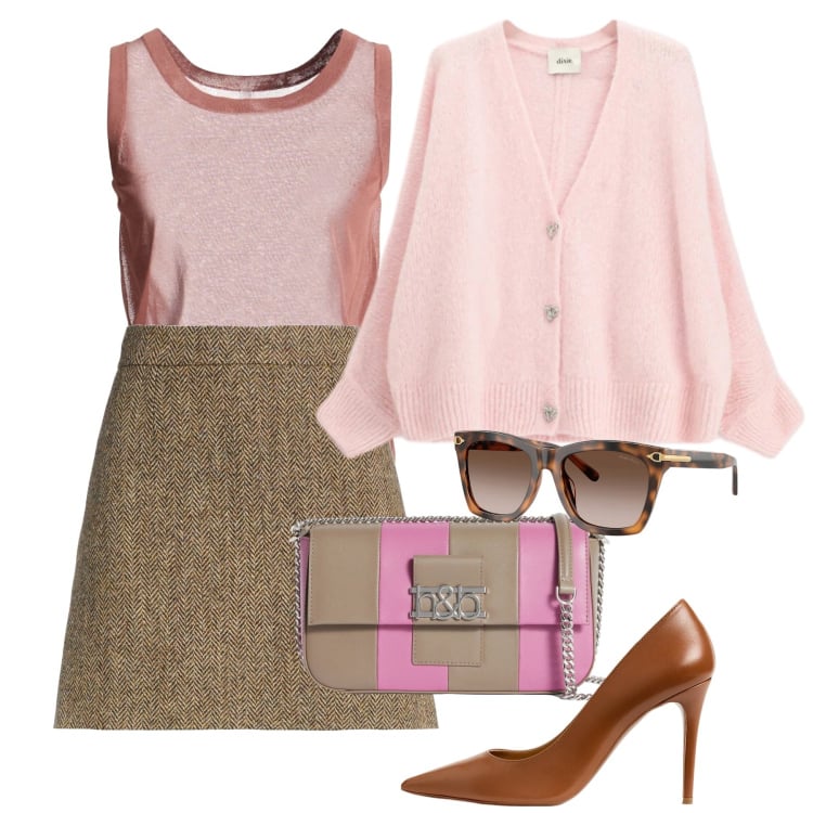 Outfit donna - Il potere dei colori pastello - Focus Do. Stile Bon Ton per Tutti i giorni. Abbinamento con minigonne, top, borse a spalla, cardigans, occhiali da sole, décolleté.