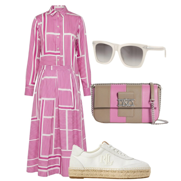 Outfit donna - Harmont & Blaine new season. Stile Casual per Tutti i giorni. Abbinamento con camicie, borse a spalla, gonne, sneakers, occhiali da sole.