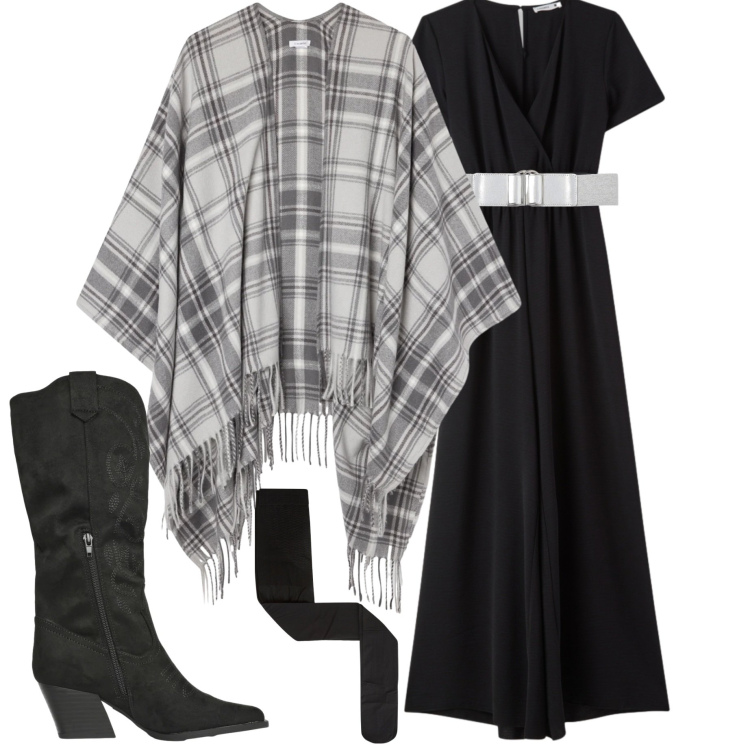 Outfit donna - Terranova Desert Code. Stile Sporty chic per Tutti i giorni. Abbinamento con vestiti lunghi, cinture, collant, cappotti, stivali.