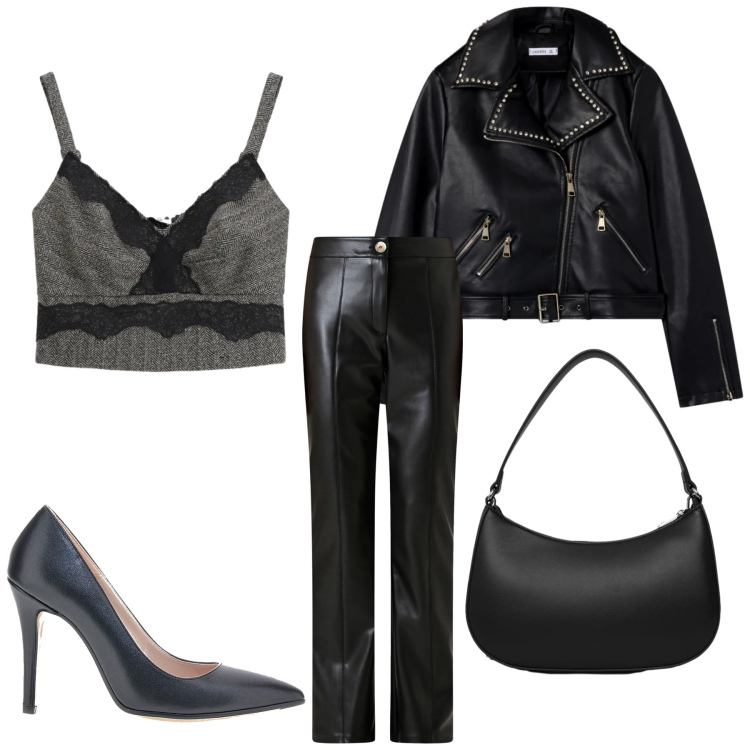 Outfit donna - Total look #2353862. Stile Urban per Serata fuori. Abbinamento con giacche, borse a tracolla, top, pantaloni, décolleté.